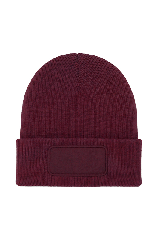 Uneek UC411 Rectangular Patch Beanie Maroon ONE