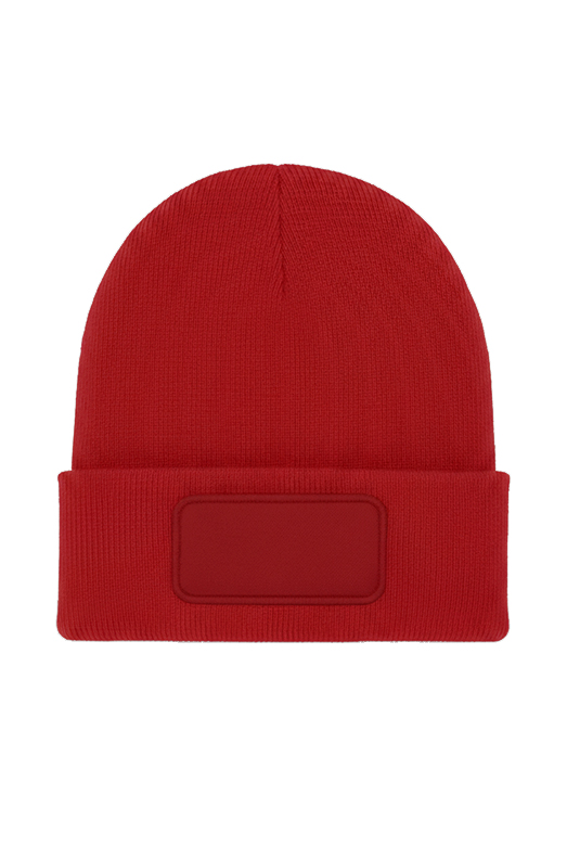 Uneek UC411 Rectangular Patch Beanie Red ONE